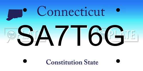 SA7T6G Connecticut License Plate