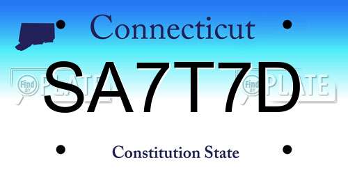 SA7T7D Connecticut License Plate
