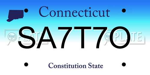 SA7T7O Connecticut License Plate