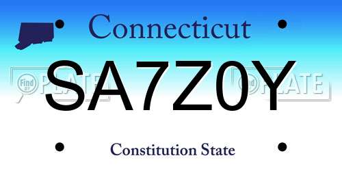 SA7Z0Y Connecticut License Plate