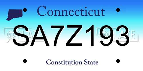 SA7Z193 Connecticut License Plate