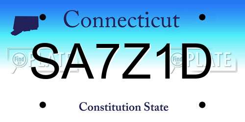 SA7Z1D Connecticut License Plate