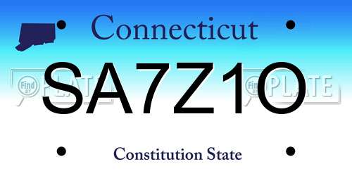 SA7Z1O Connecticut License Plate