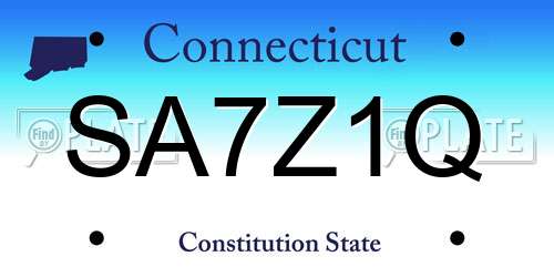 SA7Z1Q Connecticut License Plate