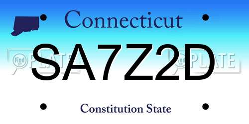 SA7Z2D Connecticut License Plate