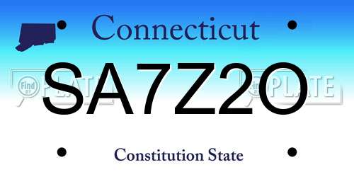 SA7Z2O Connecticut License Plate