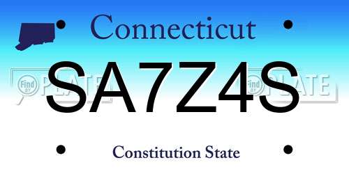SA7Z4S Connecticut License Plate