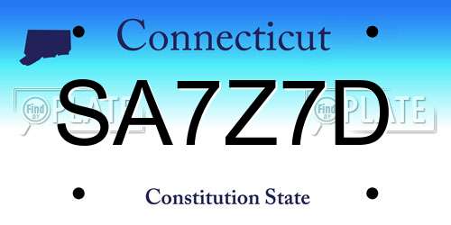 SA7Z7D Connecticut License Plate