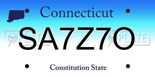 SA7Z7O Connecticut License Plate