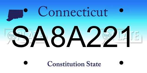 SA8A221 Connecticut License Plate