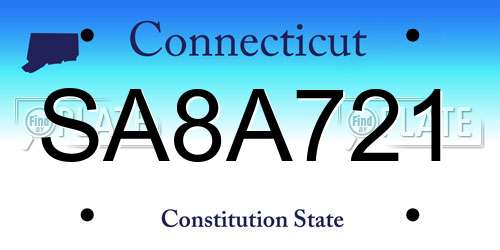SA8A721 Connecticut License Plate