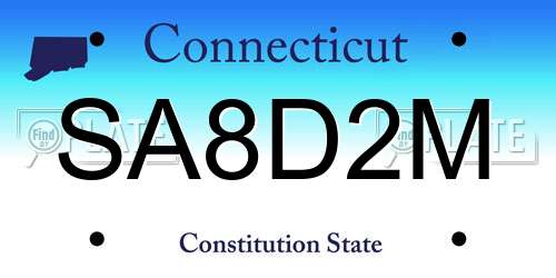 SA8D2M Connecticut License Plate