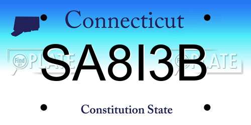 SA8I3B Connecticut License Plate