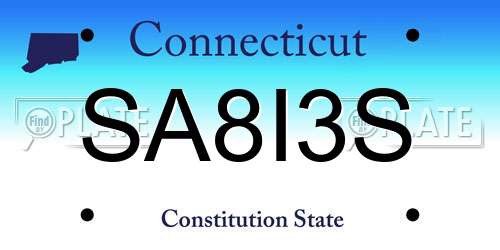 SA8I3S Connecticut License Plate