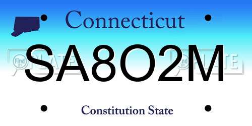 SA8O2M Connecticut License Plate