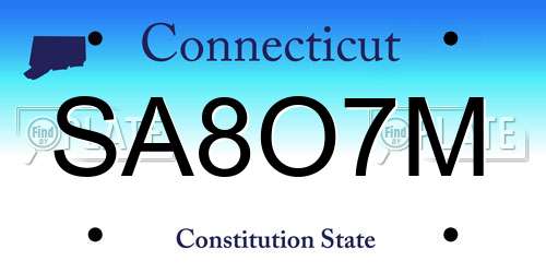 SA8O7M Connecticut License Plate