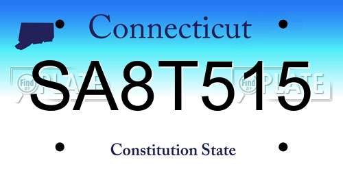 SA8T515 Connecticut License Plate