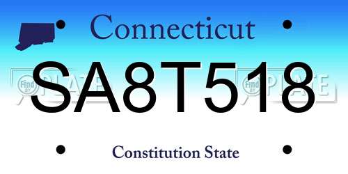 SA8T518 Connecticut License Plate