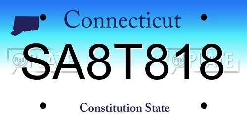 SA8T818 Connecticut License Plate