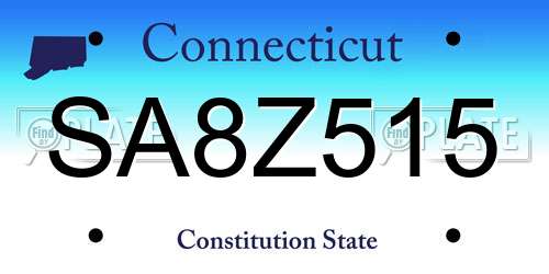 SA8Z515 Connecticut License Plate