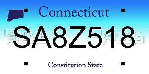 SA8Z518 Connecticut License Plate