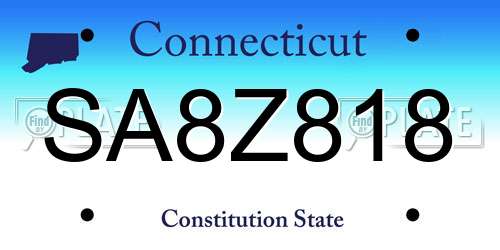 SA8Z818 Connecticut License Plate