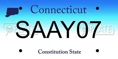 SAAY07 Connecticut License Plate