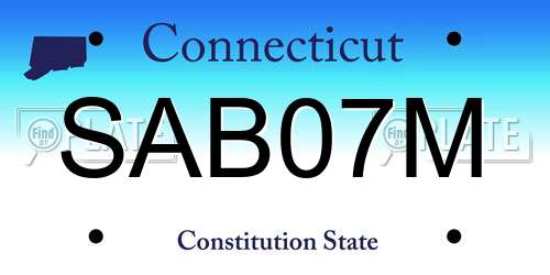 SAB07M Connecticut License Plate