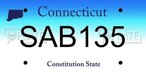 SAB135 Connecticut License Plate