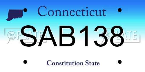 SAB138 Connecticut License Plate