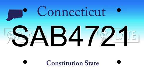 SAB4721 Connecticut License Plate