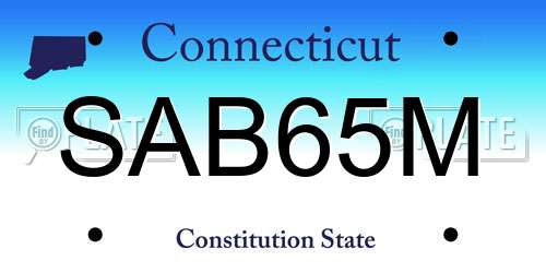 SAB65M Connecticut License Plate
