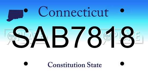 SAB7818 Connecticut License Plate