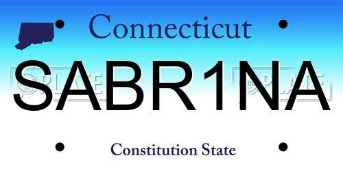 SABR1NA Connecticut License Plate