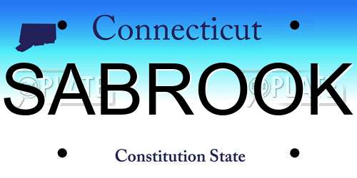 SABROOK Connecticut License Plate