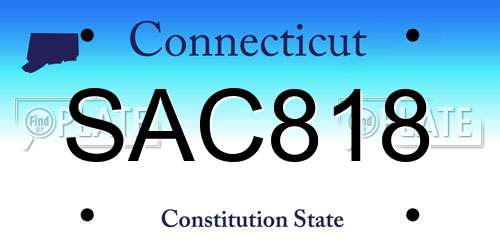 SAC818 Connecticut License Plate
