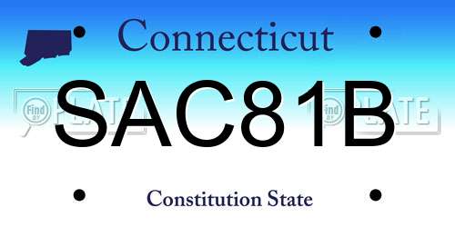 SAC81B Connecticut License Plate
