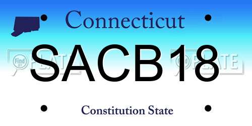 SACB18 Connecticut License Plate