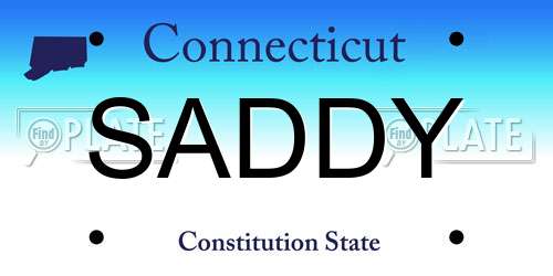 SADDY Connecticut License Plate