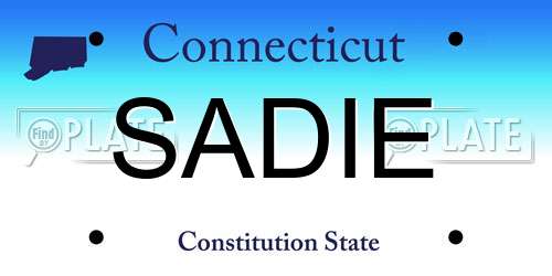 SADIE Connecticut License Plate