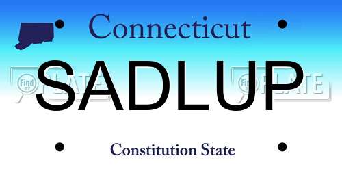 SADLUP Connecticut License Plate