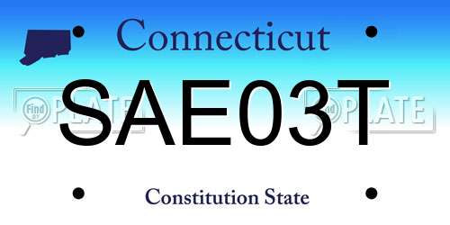 SAE03T Connecticut License Plate