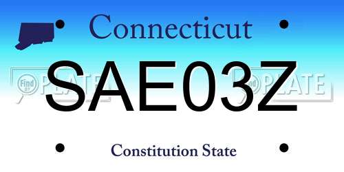 SAE03Z Connecticut License Plate