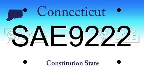 SAE9222 Connecticut License Plate