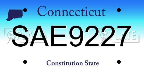 SAE9227 Connecticut License Plate
