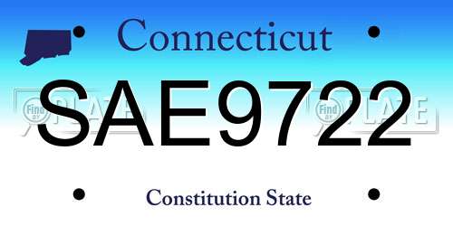 SAE9722 Connecticut License Plate