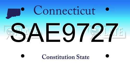 SAE9727 Connecticut License Plate