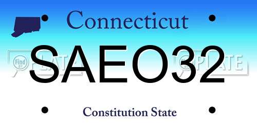 SAEO32 Connecticut License Plate