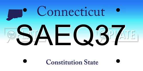SAEQ37 Connecticut License Plate