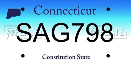 SAG798 Connecticut License Plate